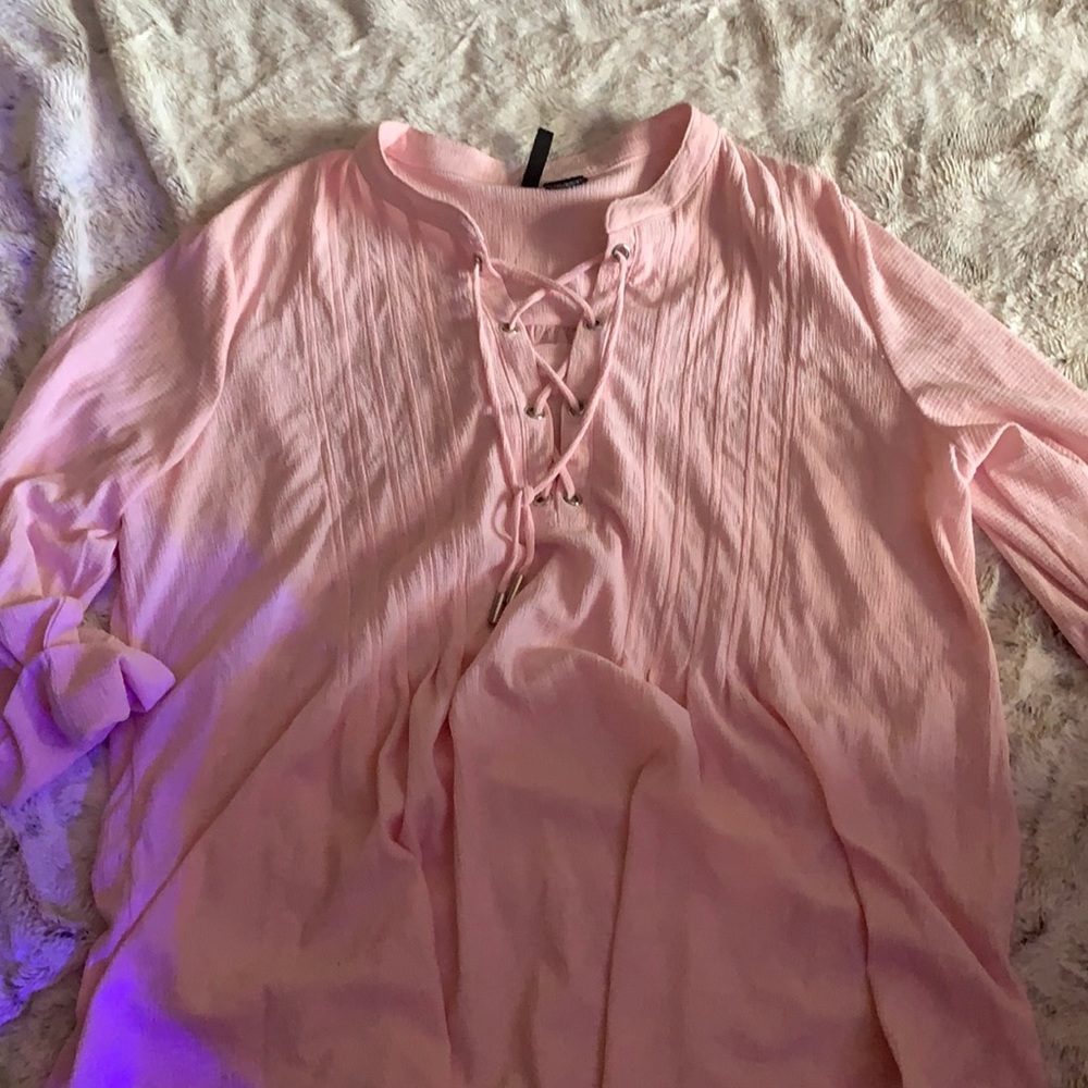 3/4 sleeve light pink dress shirt
